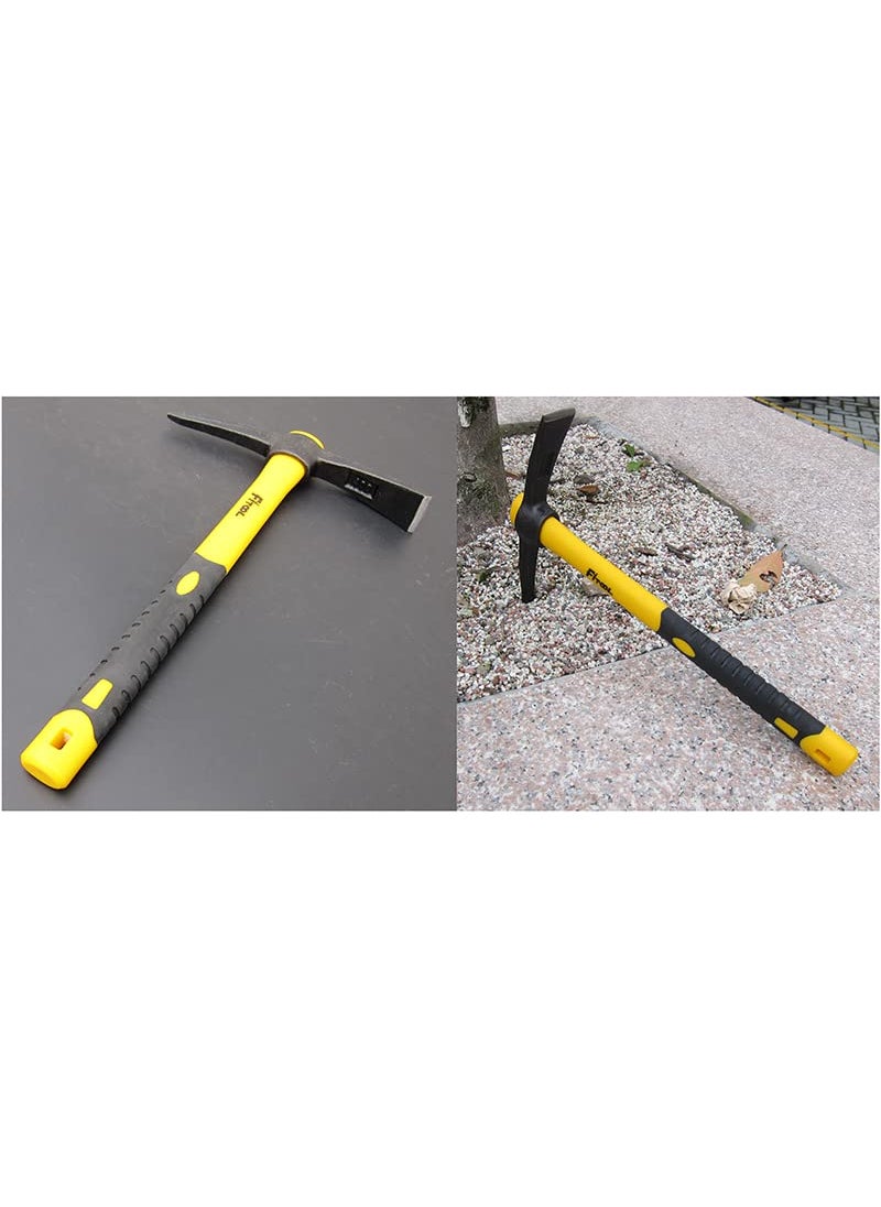 FITOOL Forged Adze Pick, Weeding Mattock Hoe, Pick Axe 15-Inch, One Piece Intact Drop Forged, Plastic Coated Fiberglass Handle, 1.4LB  - Image 3