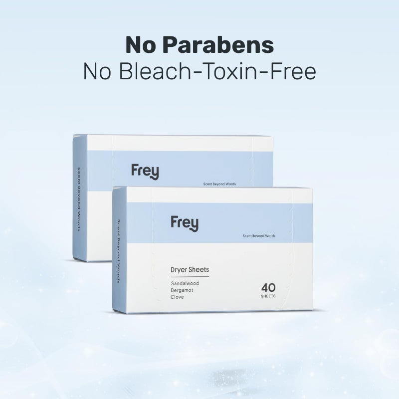 فراي مناديل تجفيف الملابس من فراي - برائحة خشب الصندل والبرغموت والقرنفل | منعم أقمشة عضوي | 60 منديل (عبوة من قطعتين) - Image 3