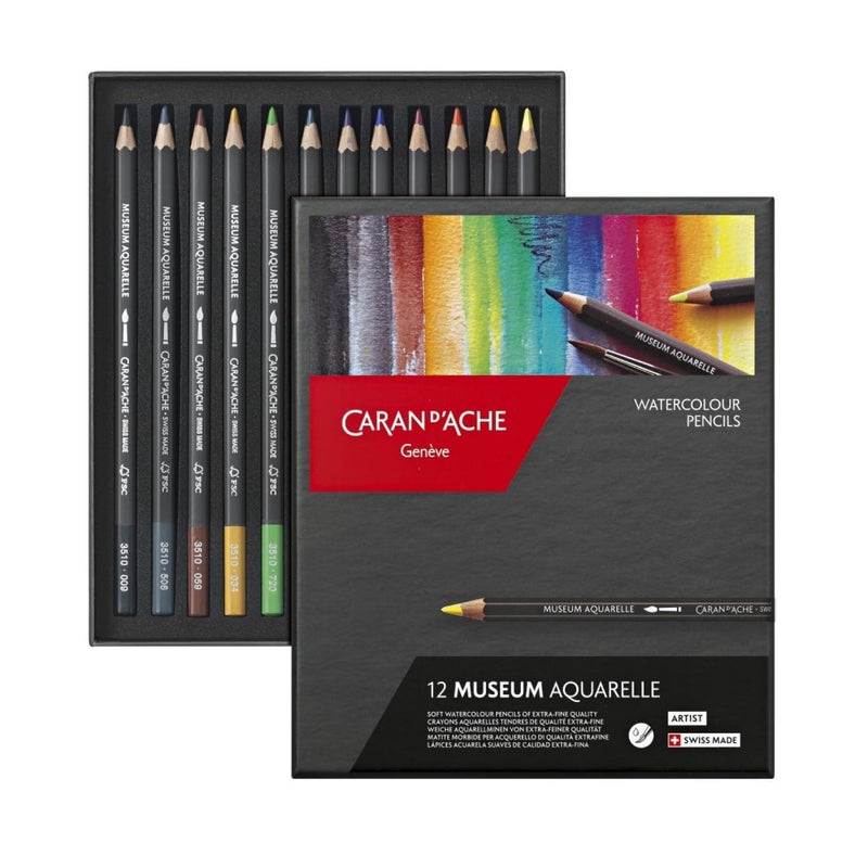 Caran d'Ache كاران داش متحف أكواريل أقلام رصاص مجموعة متحف تقديمية من 12 لون 3510312 - Image 2