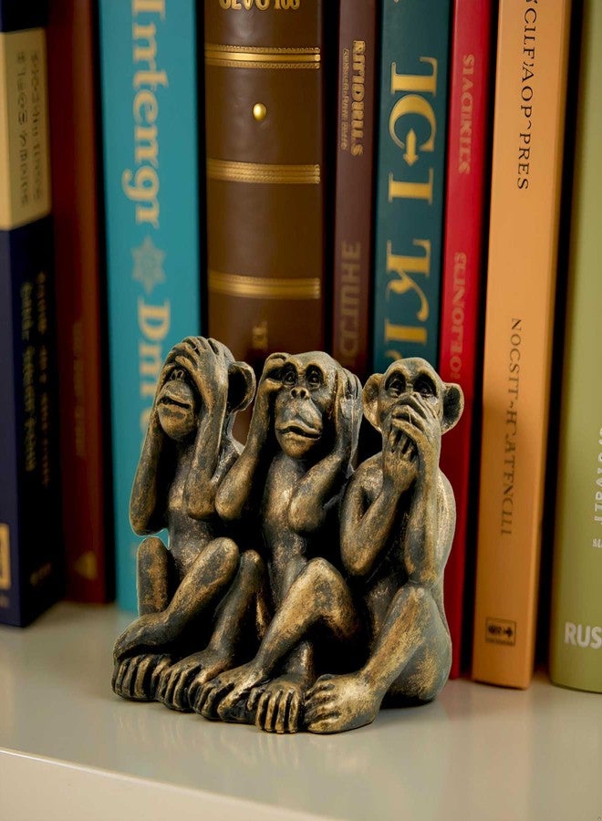 PlentifulHome 3 Wise Monkeys Statue - Hear No Evil, See No Evil, Speak No Evil Resin Figurine with Antique Bronze Finish - Office Desk Decor, Home Accents & Men's Gifts (2.95" Compact Design) - Image 3