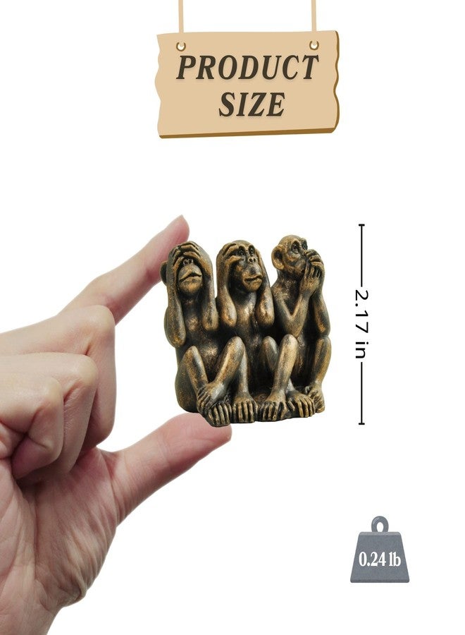 PlentifulHome 3 Wise Monkeys Statue - Hear No Evil, See No Evil, Speak No Evil Resin Figurine with Antique Bronze Finish - Office Desk Decor, Home Accents & Men's Gifts (2.95" Compact Design) - Image 5
