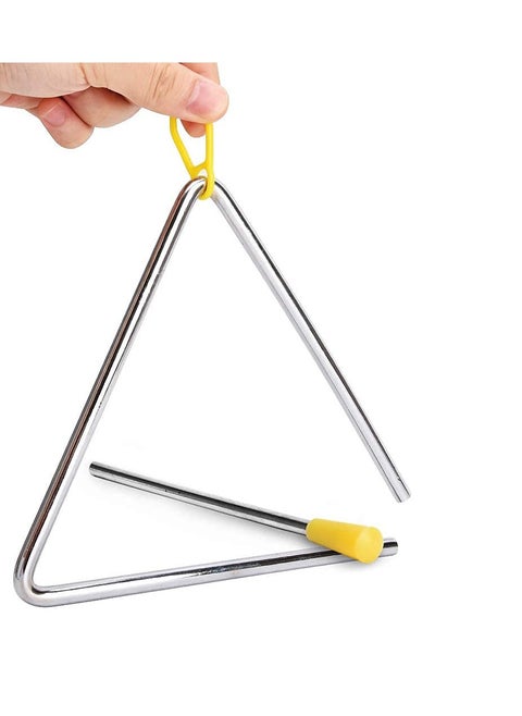 SYOSI Hand Percussion Triangles with Strikers, 6inch Musical Steel Triangle Instruments for Music Learning Practicing Enlightenment