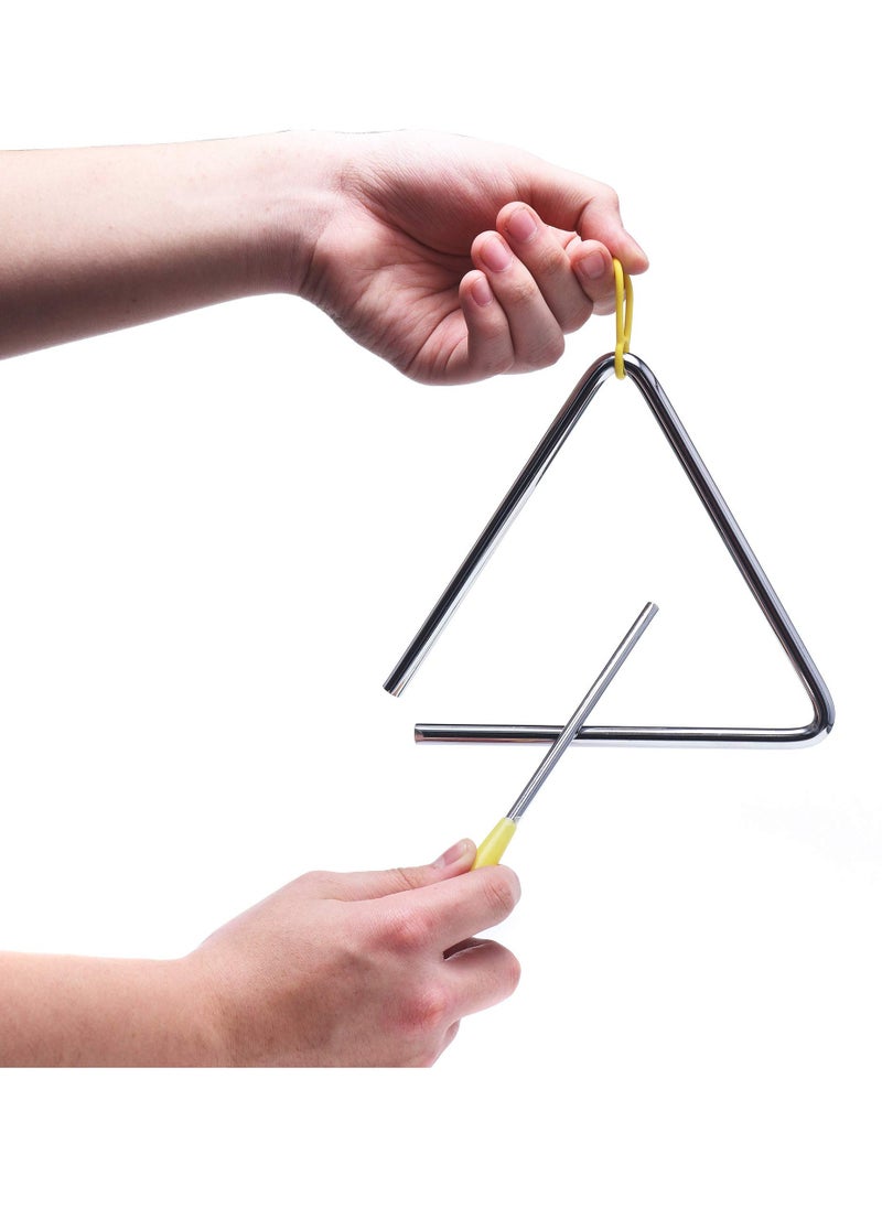 null - SYOSI Hand Percussion Triangles with Strikers, 6inch Musical Steel Triangle Instruments for Music Learning Practicing Enlightenment - Image 1