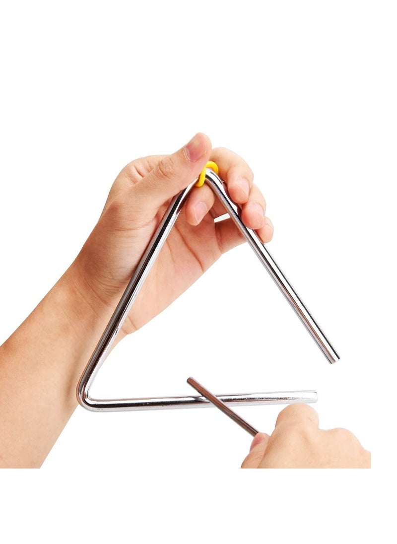 null - SYOSI Hand Percussion Triangles with Strikers, 6inch Musical Steel Triangle Instruments for Music Learning Practicing Enlightenment - Image 1