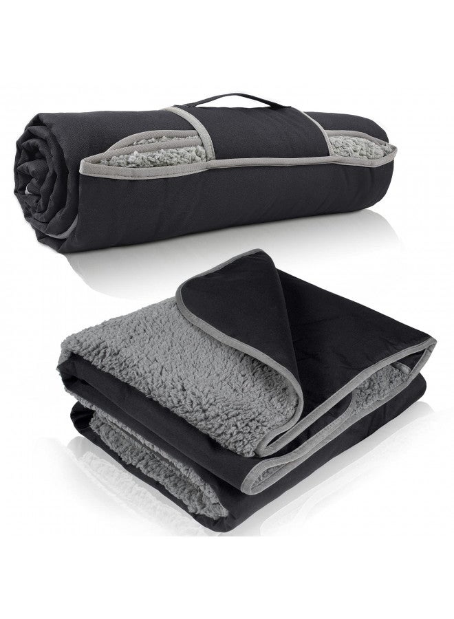 Tirrinia Waterproof Outdoor Blanket with Sherpa Lining, Windproof Triple Layers Warm Comfy Foldable for Camping Stadium, Sports, Picnic, Grass, Concerts, Pet, 59''X 80'' - Machine Washable - Image 1