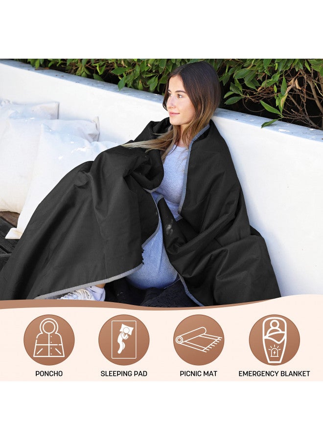 Tirrinia Waterproof Outdoor Blanket with Sherpa Lining, Windproof Triple Layers Warm Comfy Foldable for Camping Stadium, Sports, Picnic, Grass, Concerts, Pet, 59''X 80'' - Machine Washable - Image 2