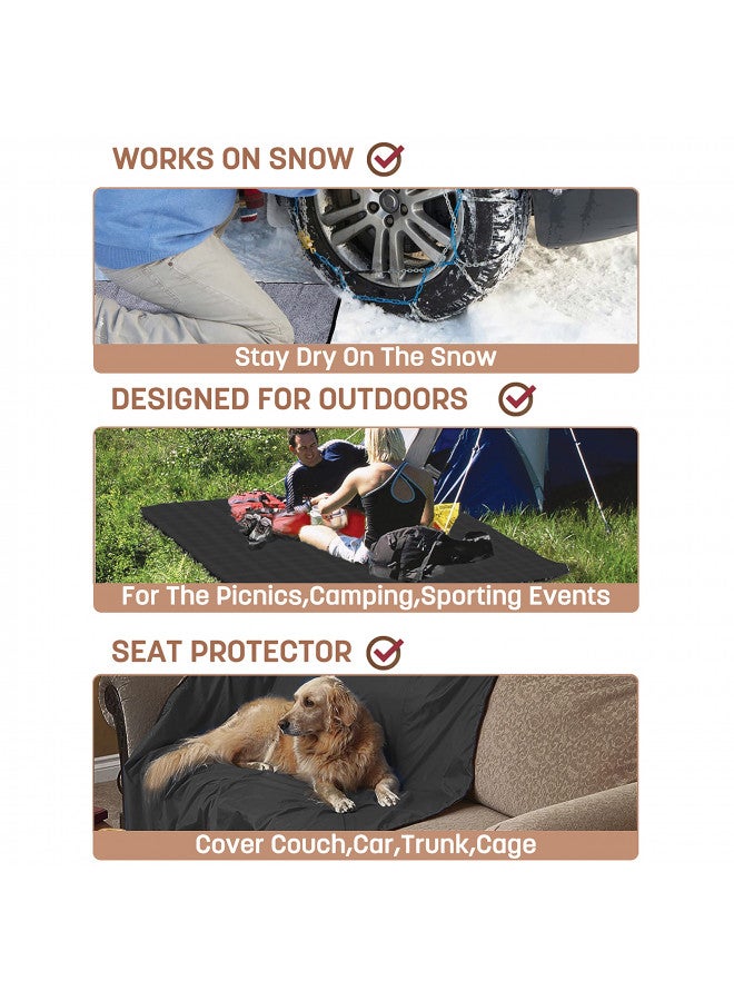 Tirrinia Waterproof Outdoor Blanket with Sherpa Lining, Windproof Triple Layers Warm Comfy Foldable for Camping Stadium, Sports, Picnic, Grass, Concerts, Pet, 59''X 80'' - Machine Washable - Image 5