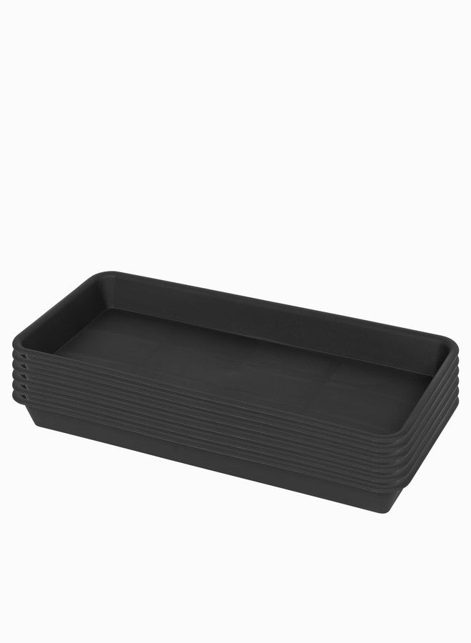Vuwez Plant Saucer Tray, Heavy Sturdy Long Narrow Plastic Plant Saucers Drainage Trays for Indoors No Holes, Plant Drip Trays for Pots Base, Seed Starter Growing Tray (6.5 X 13 inch, Black) - Image 1