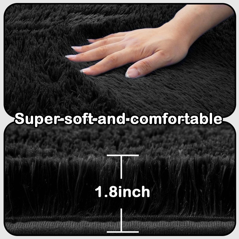 CAIYUECS Area Rug Living Room 10x12: Black Shag Rug for Living Room Bedroom - Large Area Rug 10 X 12 Soft Plush Shaggy Fuzzy Carpet for Bedroom Modern Indoor. - Image 5
