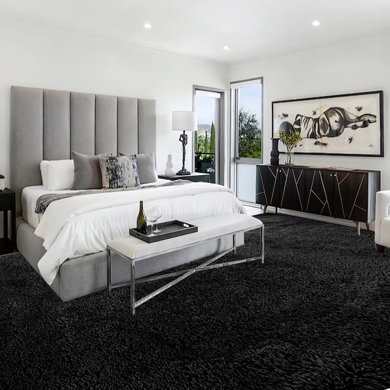 CAIYUECS Area Rug Living Room 10x12: Black Shag Rug for Living Room Bedroom - Large Area Rug 10 X 12 Soft Plush Shaggy Fuzzy Carpet for Bedroom Modern Indoor. - Image 3