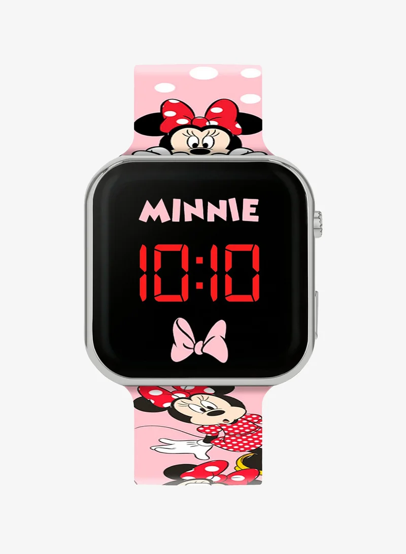 Disney Minnie Mouse Pink Printed Strap Girls LED Watch - MN4369