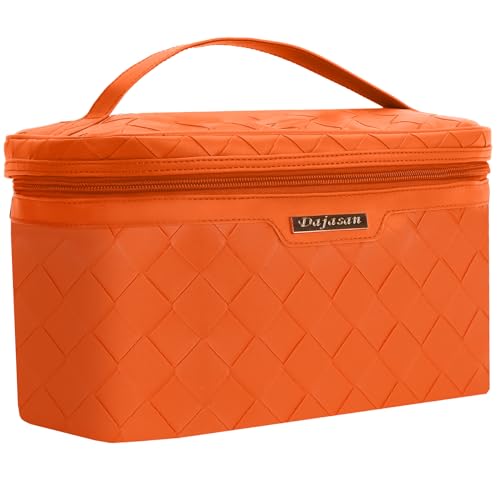Dajasan Travel Makeup Bag Travel Cosmetic Bag Large Makeup Organizer Bag Travel Toiletry Bag for Bottles Brushes Conditioner and Skin Care Products 118 x 67 x 71 Inch Orange - Image 1