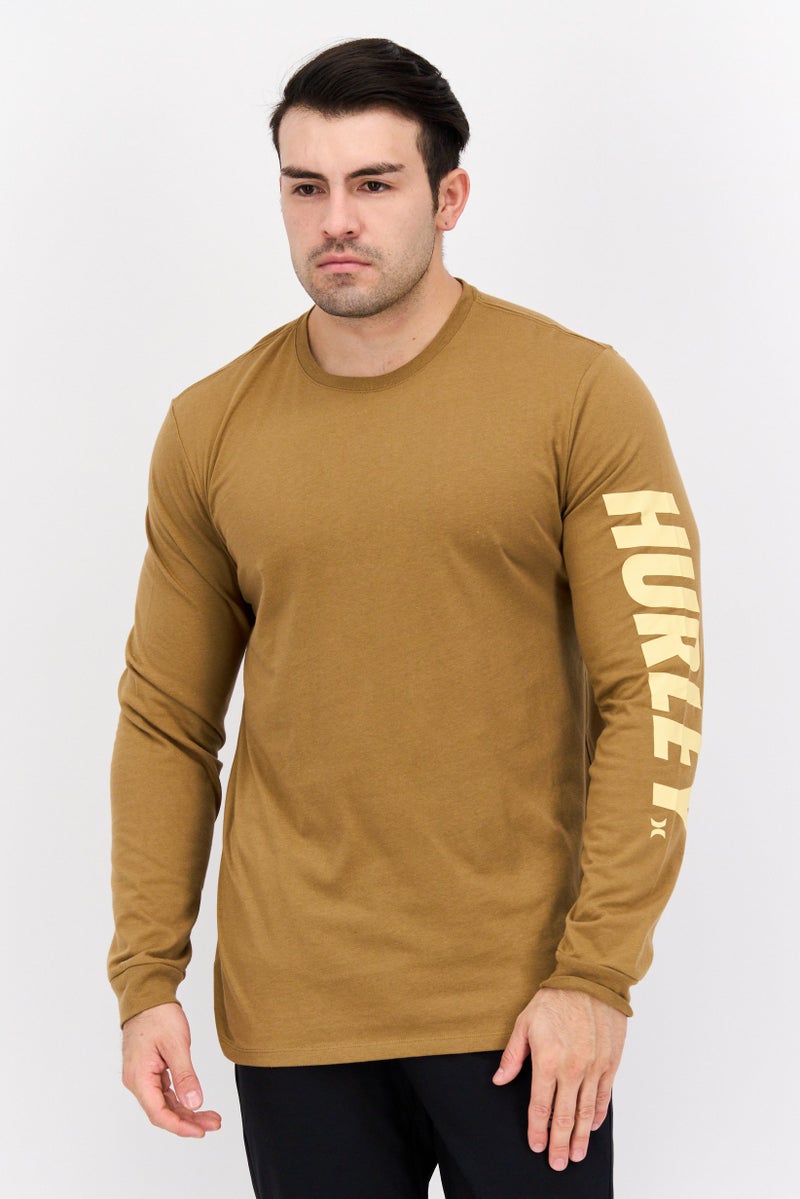 Hurley ملابس رياضية للرجال بأكمام طويلة مناسبة، خارجي، سويت شيرت بني - Image 1