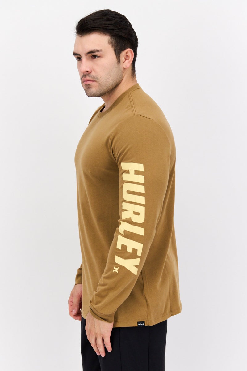 Hurley ملابس رياضية للرجال بأكمام طويلة مناسبة، خارجي، سويت شيرت بني - Image 2
