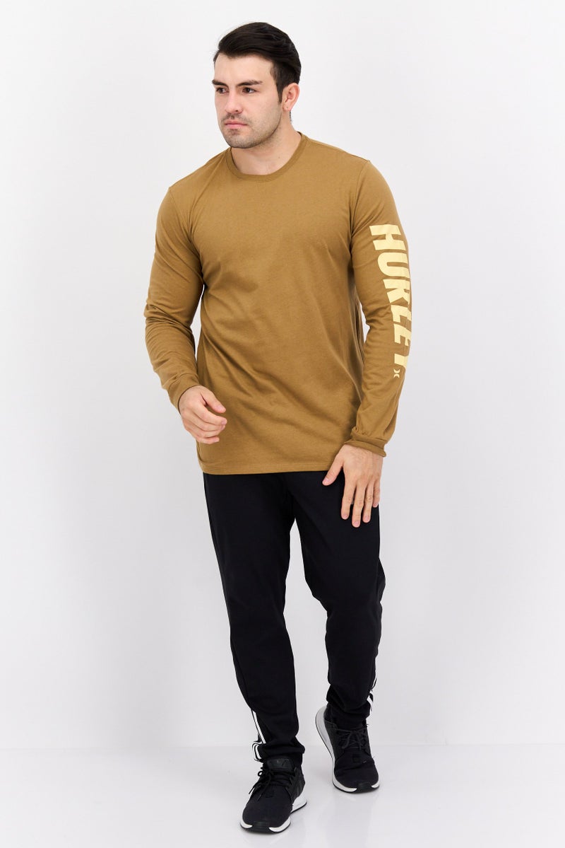 Hurley ملابس رياضية للرجال بأكمام طويلة مناسبة، خارجي، سويت شيرت بني - Image 4