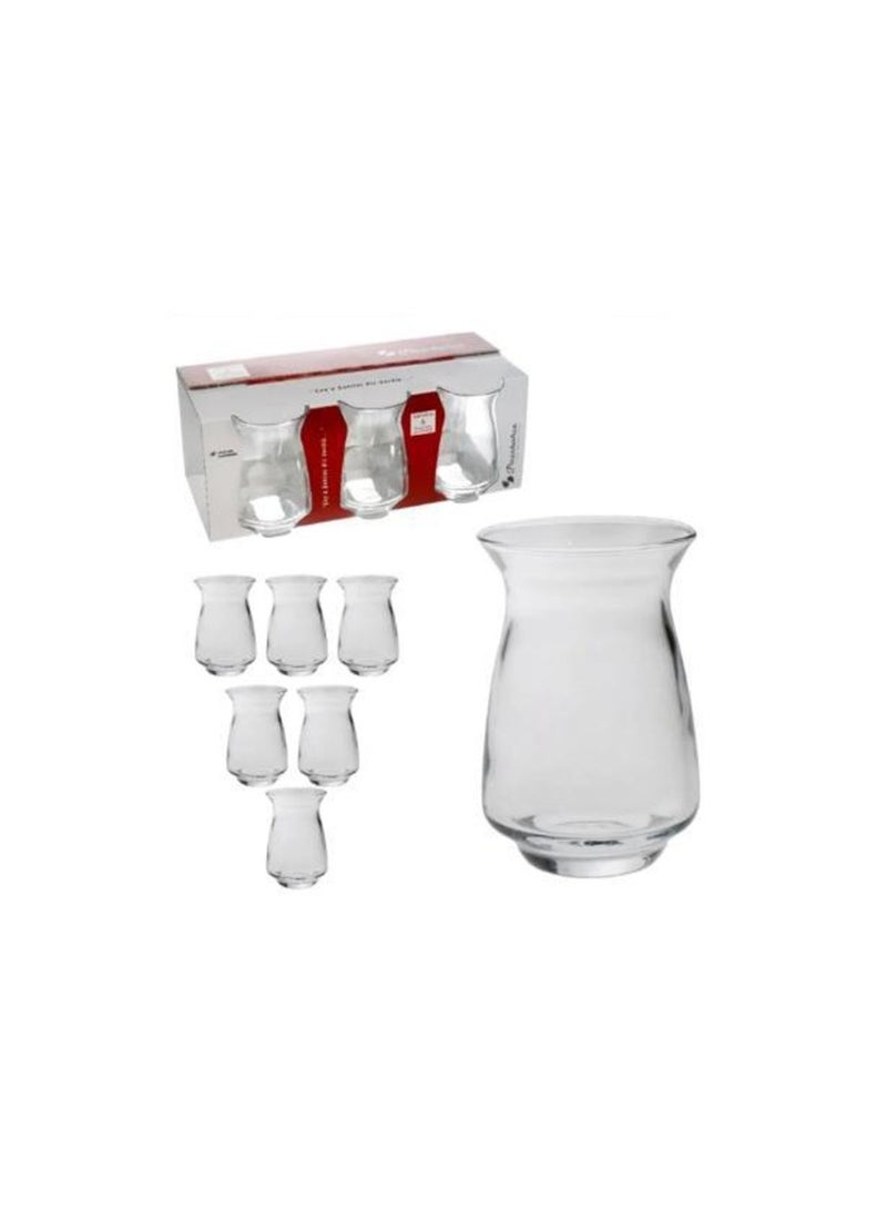 Paşabahçe طقم أكواب شاي باساباهتشي ساماتيا 150 مل - 6 قطع أكواب شاي تركية تقليدية شفافة - تصميم كلاسيكي نحيف - 1112360 - Image 1