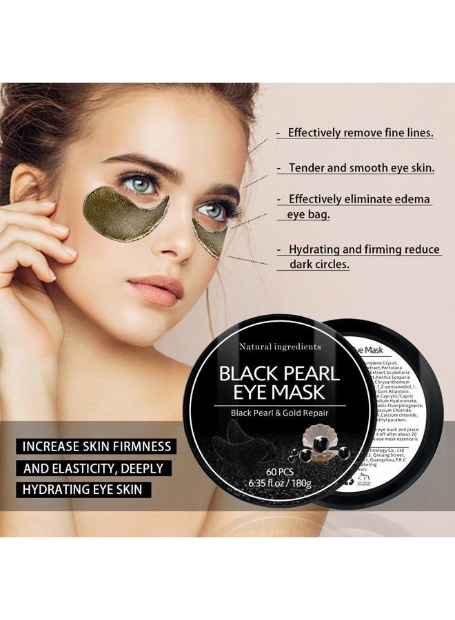 Felico Under Eye Patches, Eye Mask Black Pearl, Puffy Eyes Dark Circles Brighten Treatments, 60PCS Collagen Under Gel Pad for Lighten Wrinkles Anti-Aging, Fine Lines Eye Bags Women Men - Image 2