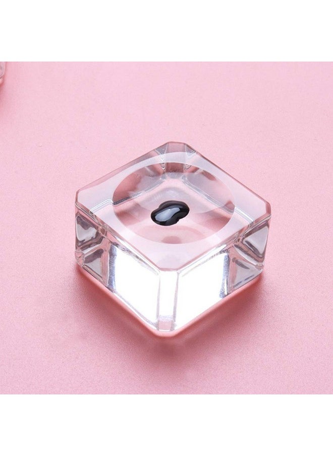 lasenersm 3 Pieces Premium Eyelash Glue Pallet Crystal Glass Eyelash Glue Stone For Fake Eyelash Extension Eyelash Glue Holder Pad Fake Eye Lash Base Eyelash Extension, 25 x 25 x 15mm, Clear  - Image 2