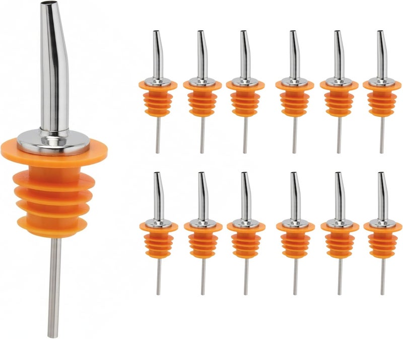Spill-Stop 285-60 Orange Polykork Tapered Chrome Pourer - Dozen - Image 1