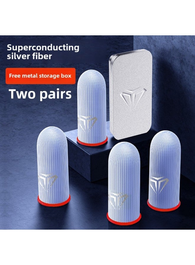 Luxury Game Finger Set Chicken Finger Set Glass Silver Fiber Ice Silk Gloves E-sports Breathable Sweat-proof Sliding Mobile Game Finger Set-Product Color:Two Pairs Of S03 ]  - Image 1