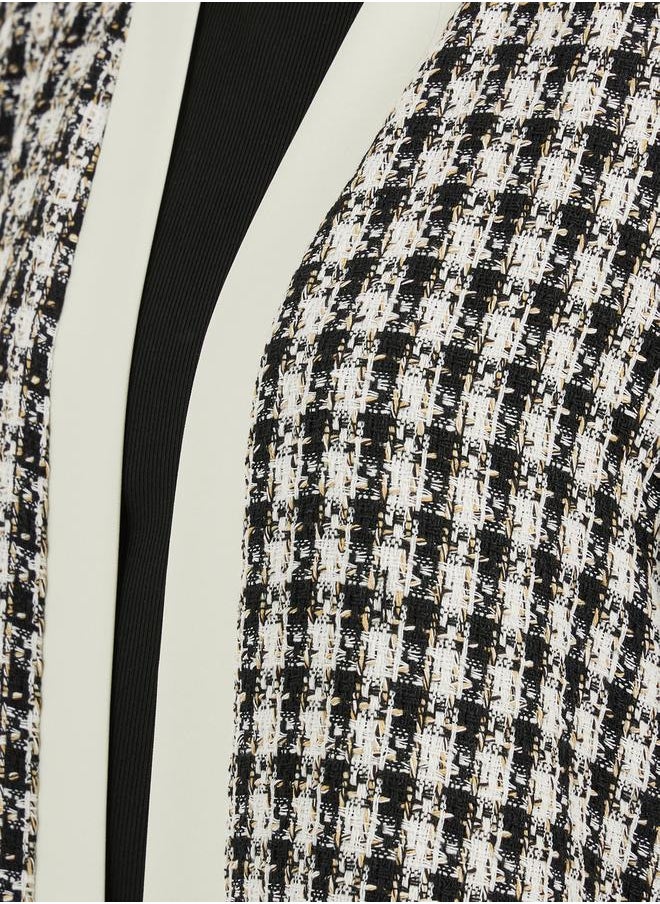 Styli - Front Open Tweed Abaya with Contrast Cuff - Image 1
