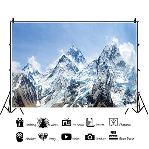 Dorcev Snow Mountain Scenery Backdrop - Cold Winter Snowy Mountain Outdoor Adventure Blue Sky Alpine Snow High Hill Peak Ski Nature Landscape Travel Photo Studio Props - Image 2