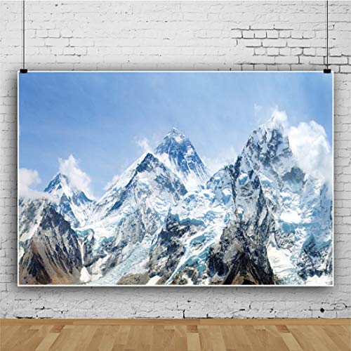 Dorcev Snow Mountain Scenery Backdrop - Cold Winter Snowy Mountain Outdoor Adventure Blue Sky Alpine Snow High Hill Peak Ski Nature Landscape Travel Photo Studio Props - Image 3