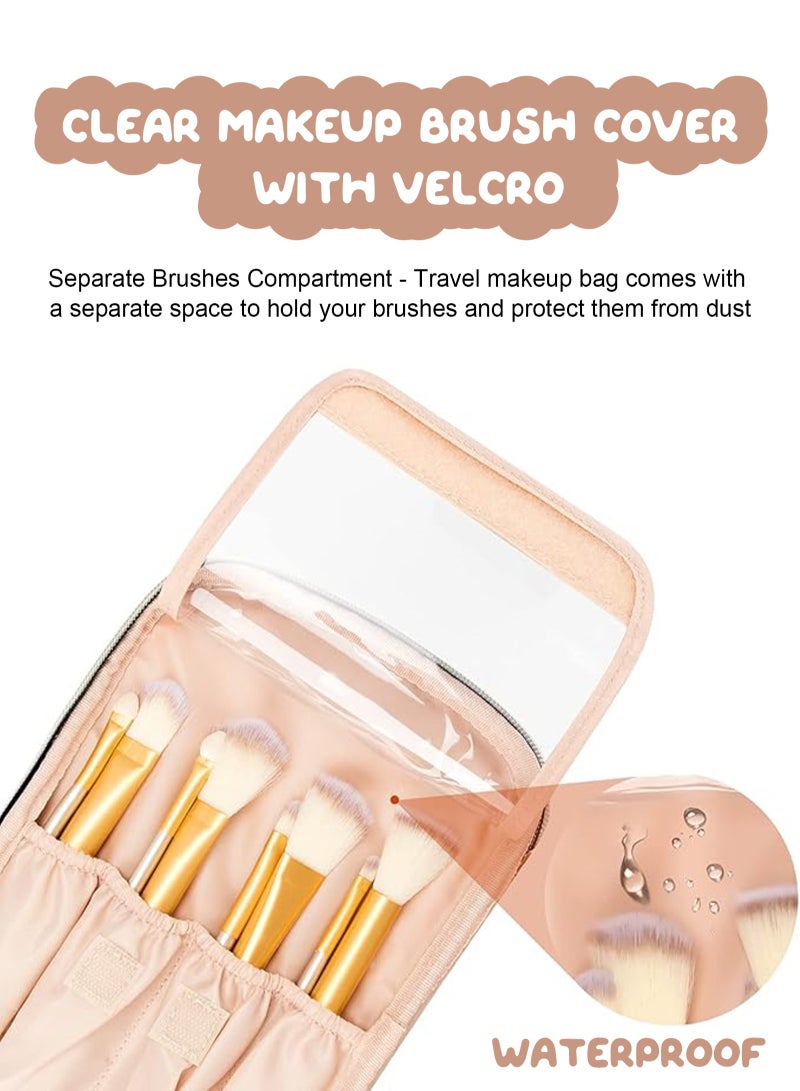 أوربازار حقيبة مكياج، حقيبة مستحضرات تجميل محمولة، منظم حقيبة مكياج للسفر بسعة كبيرة، حقائب مكياج سوداء للنساء، حقيبة أدوات الزينة للفتيات المسافرات مع مقبض ومقسم - Image 3