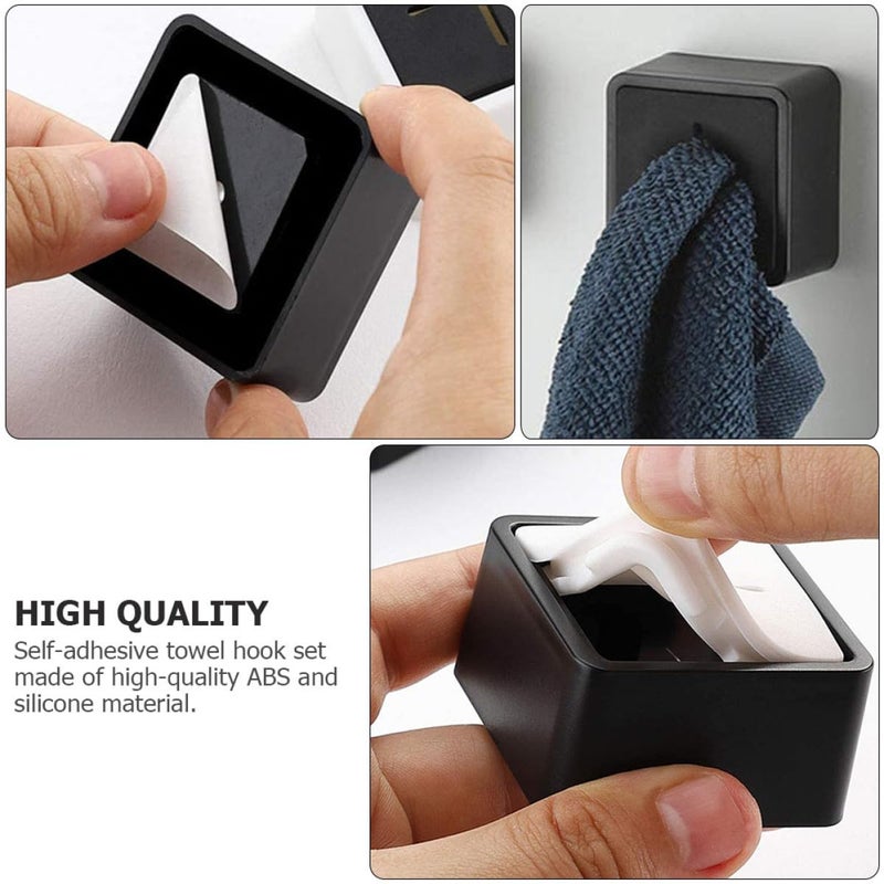 6Pcs Adhesive Kitchen Towel Clips and Wall Hooks Set Gray Black for Bathroom Organization - Image 4