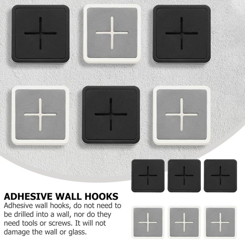 6Pcs Adhesive Kitchen Towel Clips and Wall Hooks Set Gray Black for Bathroom Organization - Image 5
