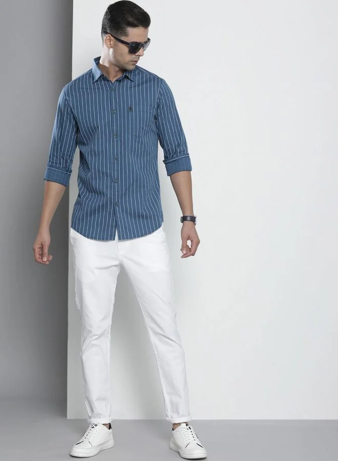 شركة المرآب الهندية Men Regular Fit STRIPED Full Sleeves Cutaway Collar Casual Shirt