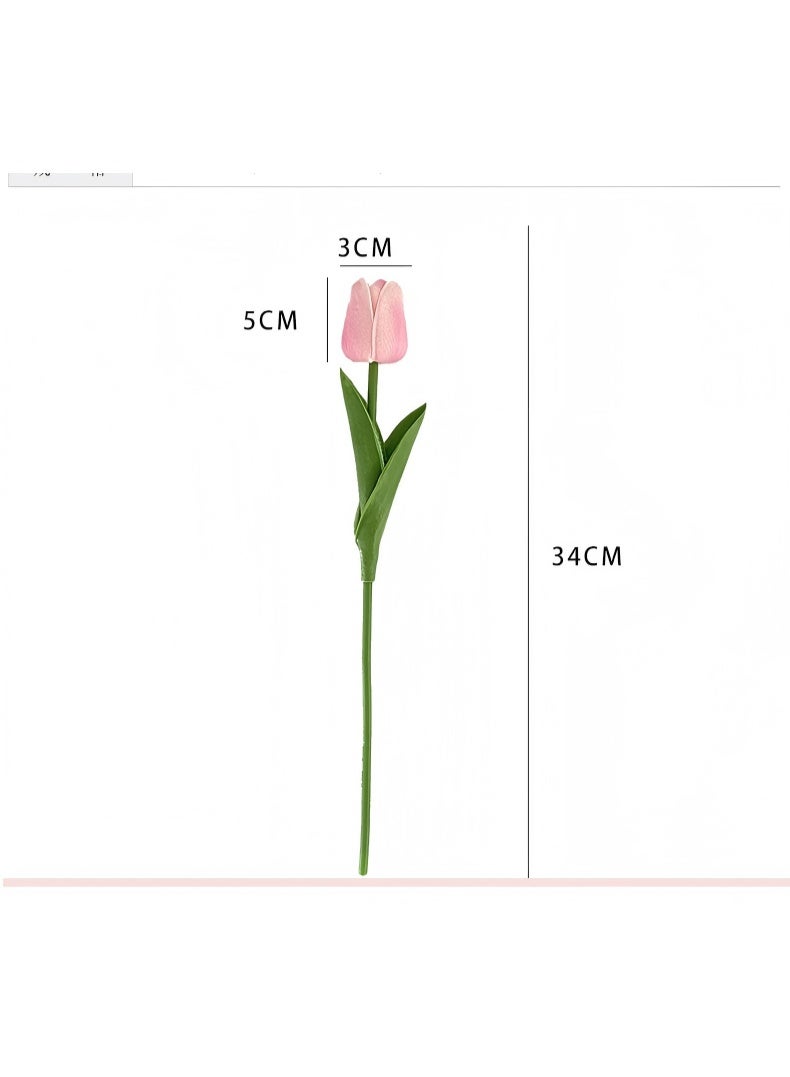 5 Pieces Artificial Tulip Flowers Set, Sunset Red, No Vase Included, for Home Wedding  Decoration - Image 3