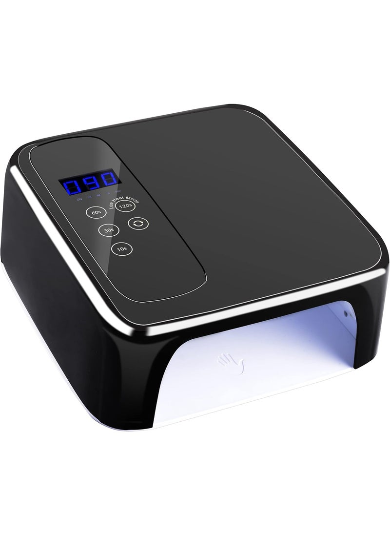 LB LB UV LED Nail Lamp Rechargeable LED Nail Dryer 72W Professional Cordless Nail Lamp with 4 Timer Setting Sensor and LCD Display Portable Home and Salon Gel Nail Art Tools Black 