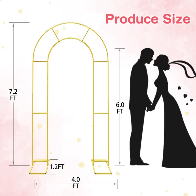 GRENTY جرينتي حامل خلفية قوس مفتوح، 7.2 FT إطار خلفية قوس مزدوج معدني على شكل U لحفلات الزفاف، حفلات استقبال المولود، حفلات أعياد الميلاد، حفلات التخرج - Image 3