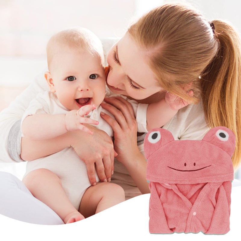 ROMASA Baby Bath Towel Ultra Soft Hooded Towel Highly Absorbent Bathrobe Blanket Toddlers Shower Gifts for Boys Girls-27.5" x 55" (Pink-flog) - Image 2