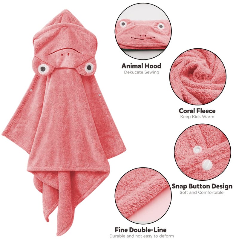 ROMASA Baby Bath Towel Ultra Soft Hooded Towel Highly Absorbent Bathrobe Blanket Toddlers Shower Gifts for Boys Girls-27.5" x 55" (Pink-flog) - Image 5