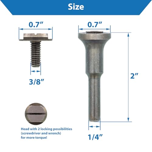 TJR© Mounting Mandrel for Cut-Off Wheels - Versatile 3/8-inch Arbor Hole and ¼-inch Stem with Dual Locking Options with Screwdriver and Wrench - Die Grinder Arbor (3 pcs) - Image 2