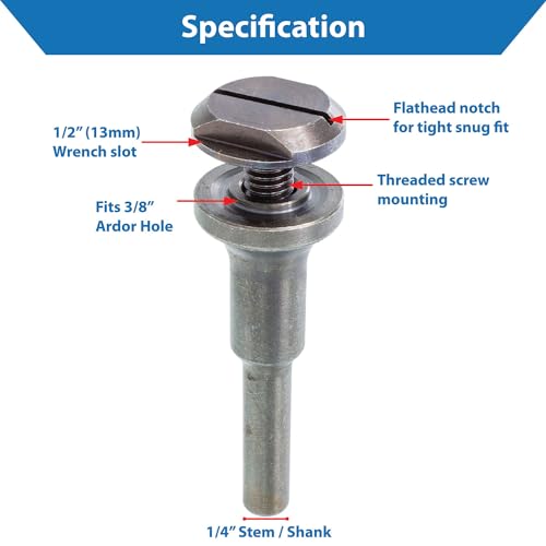 TJR© Mounting Mandrel for Cut-Off Wheels - Versatile 3/8-inch Arbor Hole and ¼-inch Stem with Dual Locking Options with Screwdriver and Wrench - Die Grinder Arbor (3 pcs) - Image 3