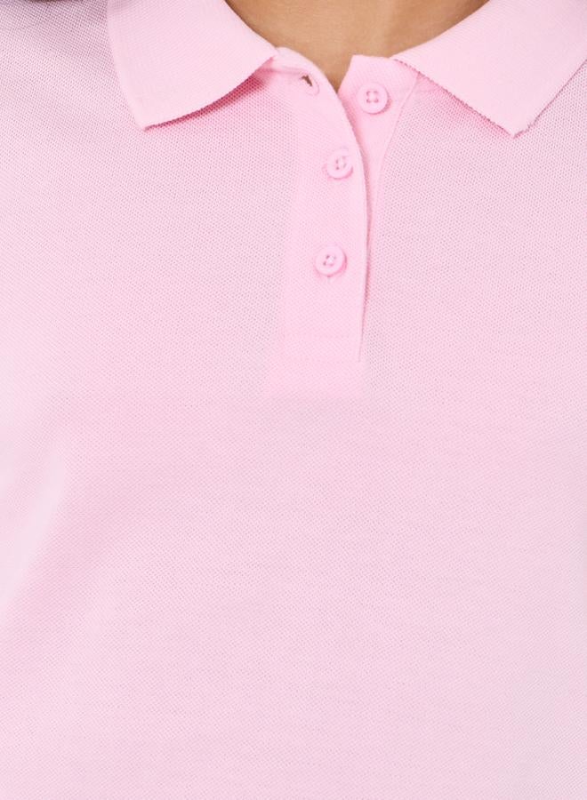 Styli Girls Pink Cotton Polo T-Shirt - Image 4