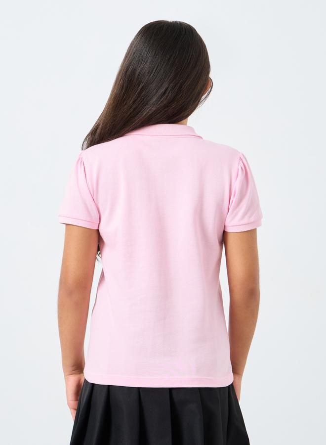 Styli Girls Pink Cotton Polo T-Shirt - Image 5