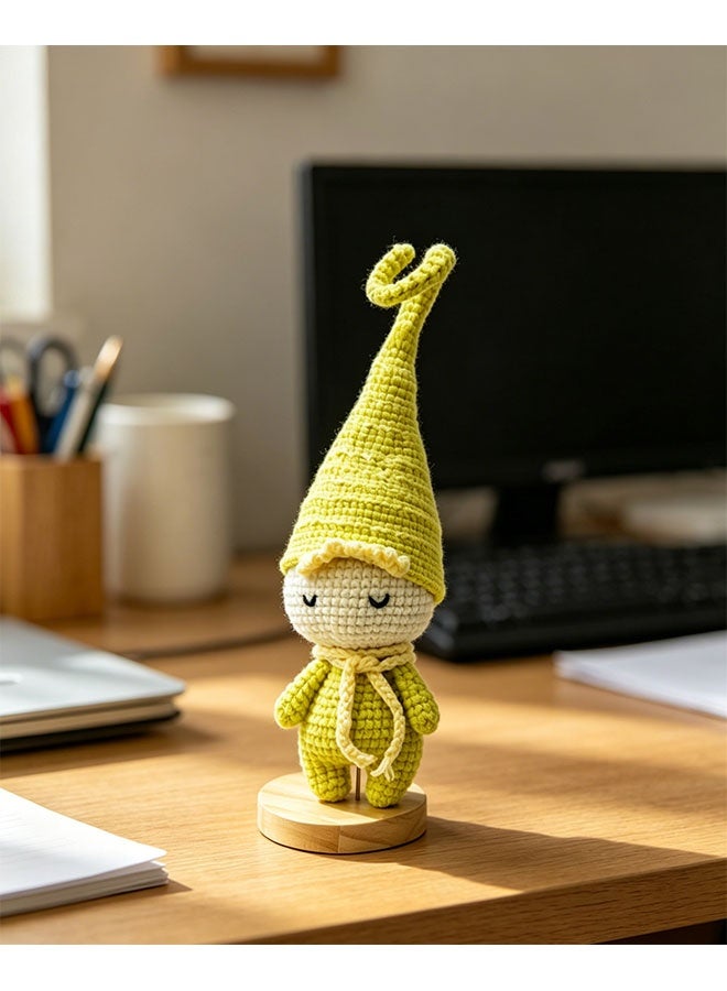 Beauenty Handmade Crochet Lemon Gnome Plush Figurine, Cute Sleepy Elf Doll with Pointed Hat, Whimsical Desktop Decor, Unique Handcrafted Gift - Image 4