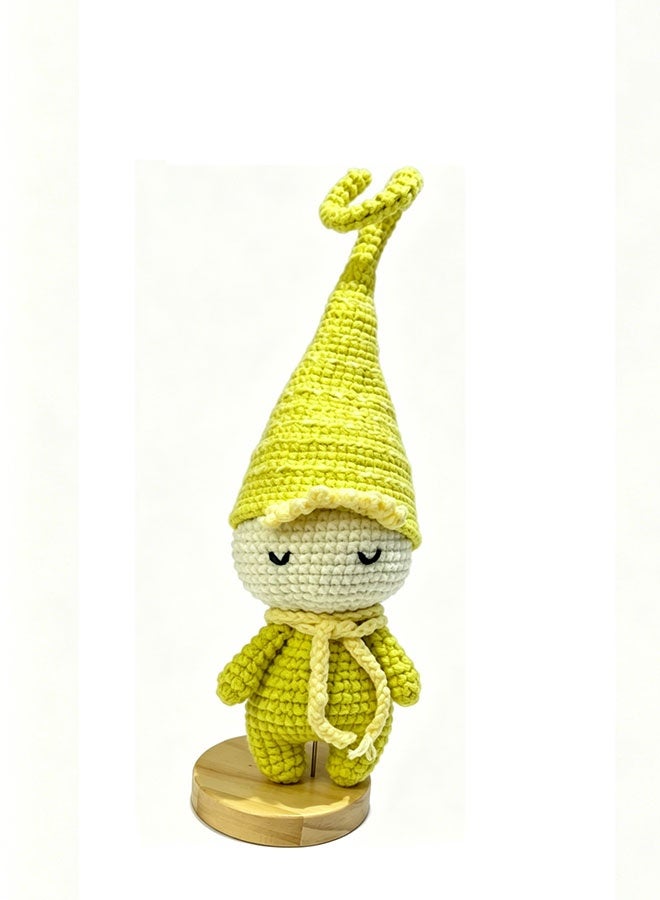 Beauenty Handmade Crochet Lemon Gnome Plush Figurine, Cute Sleepy Elf Doll with Pointed Hat, Whimsical Desktop Decor, Unique Handcrafted Gift - Image 1