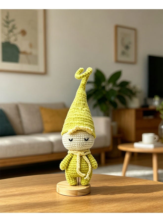 Beauenty Handmade Crochet Lemon Gnome Plush Figurine, Cute Sleepy Elf Doll with Pointed Hat, Whimsical Desktop Decor, Unique Handcrafted Gift - Image 3