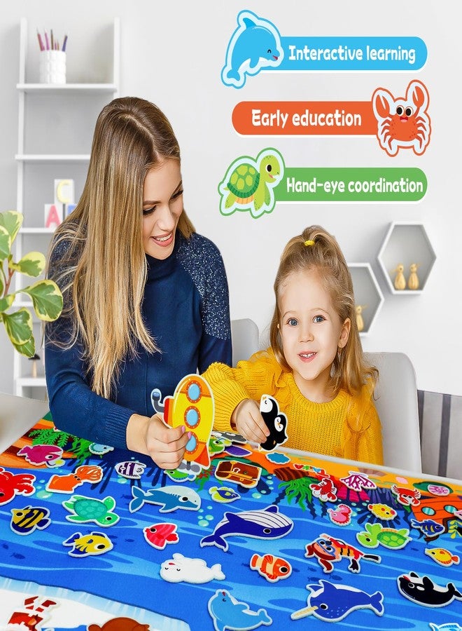Taika 70 Pcs Ocean Felt Story Board Set, 43x28 inch Interactive Felt Story, Fuzzy Flannel Board, Preschool Storytelling, Classroom Educational Learning Play Kit, Interactive Teaching Kit - Image 3