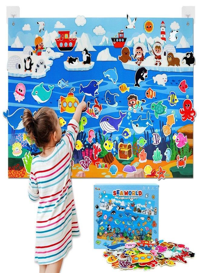 Taika 70 Pcs Ocean Felt Story Board Set, 43x28 inch Interactive Felt Story, Fuzzy Flannel Board, Preschool Storytelling, Classroom Educational Learning Play Kit, Interactive Teaching Kit - Image 1
