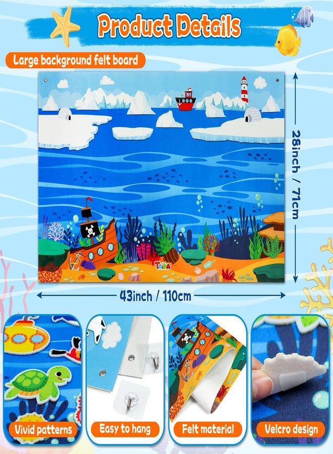 Taika 70 Pcs Ocean Felt Story Board Set, 43x28 inch Interactive Felt Story, Fuzzy Flannel Board, Preschool Storytelling, Classroom Educational Learning Play Kit, Interactive Teaching Kit - Image 2