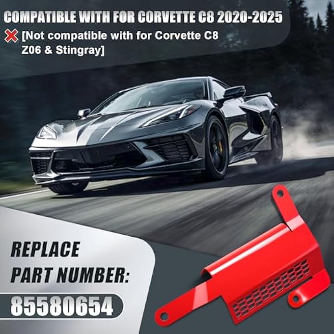 MSIZOY Front Lower Bumper Deflector Rear Air Deflector Shield Compatible with for Corvette C8 2020-2025 - Replacement for OEM 85580654, Reduces Drag & Protects Engine (Passenger Side, Right, Red) - Image 3