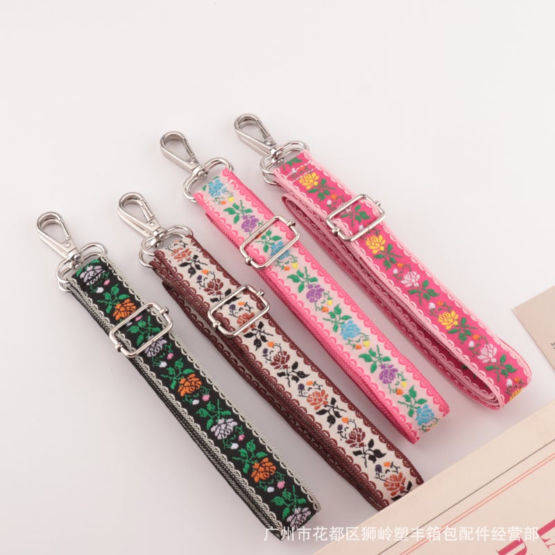 Bag Colorfulful Ethnic Style Embroidered Shoulder Strap Adjustable Single Shoulder Crossbody Women'S Bag Long Strap Luggage Accessories Bag Strap - Image 2