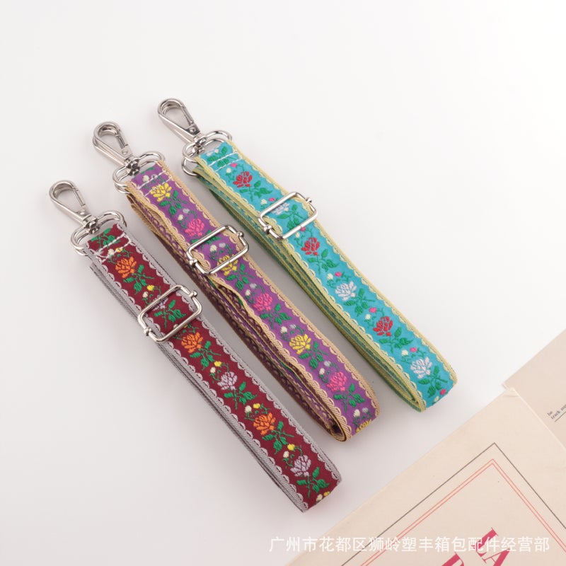 Bag Colorfulful Ethnic Style Embroidered Shoulder Strap Adjustable Single Shoulder Crossbody Women'S Bag Long Strap Luggage Accessories Bag Strap - Image 3