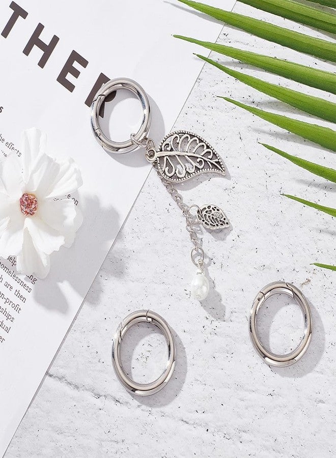 UNICRAFTALE 4Pcs Stainless Steel Spring Gate Rings Metal O Rings Hollow Round Ring Circle Connector Keychain Rings for DIY Jewelry Making Inner 28mm - Image 2